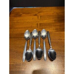 6 Pc Vtg MONTGOMERY WARD Leaf Scroll Stainless Spoon Set Japan MCM Retro